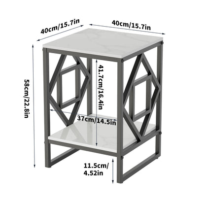 Modern White Marble Side Table with Durable Black Frame