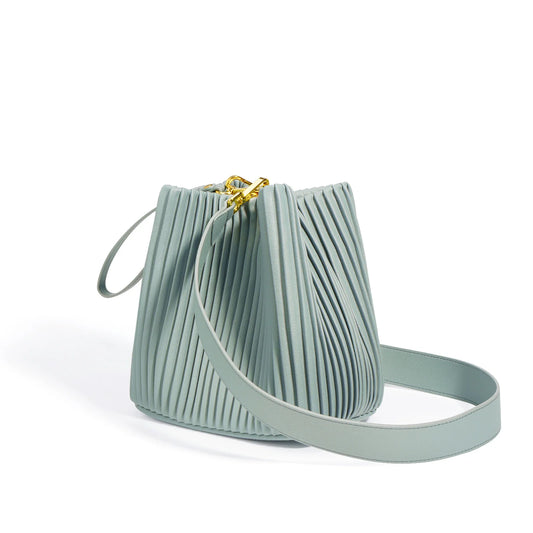 Light Green Genuine Leather Bucket Bag