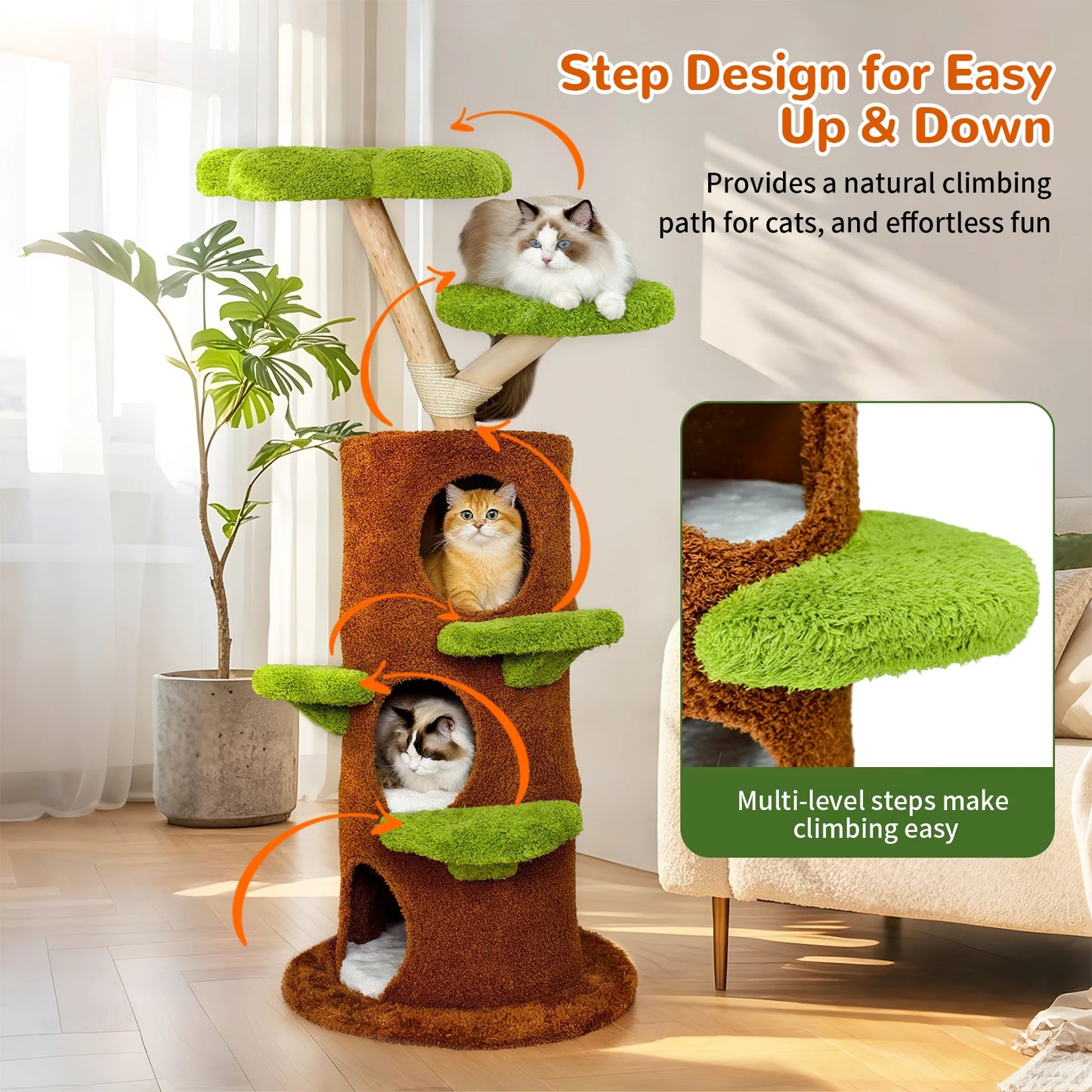 58 Inch Tall Cat Tree Tower with Condo and Scratching Board