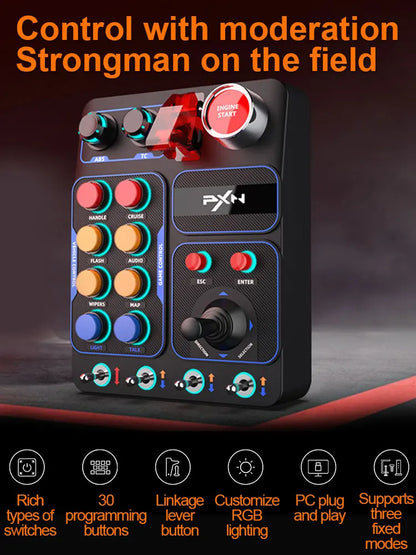 Simulator Racing Control Box with 30 Programmable Buttons RGB Panel