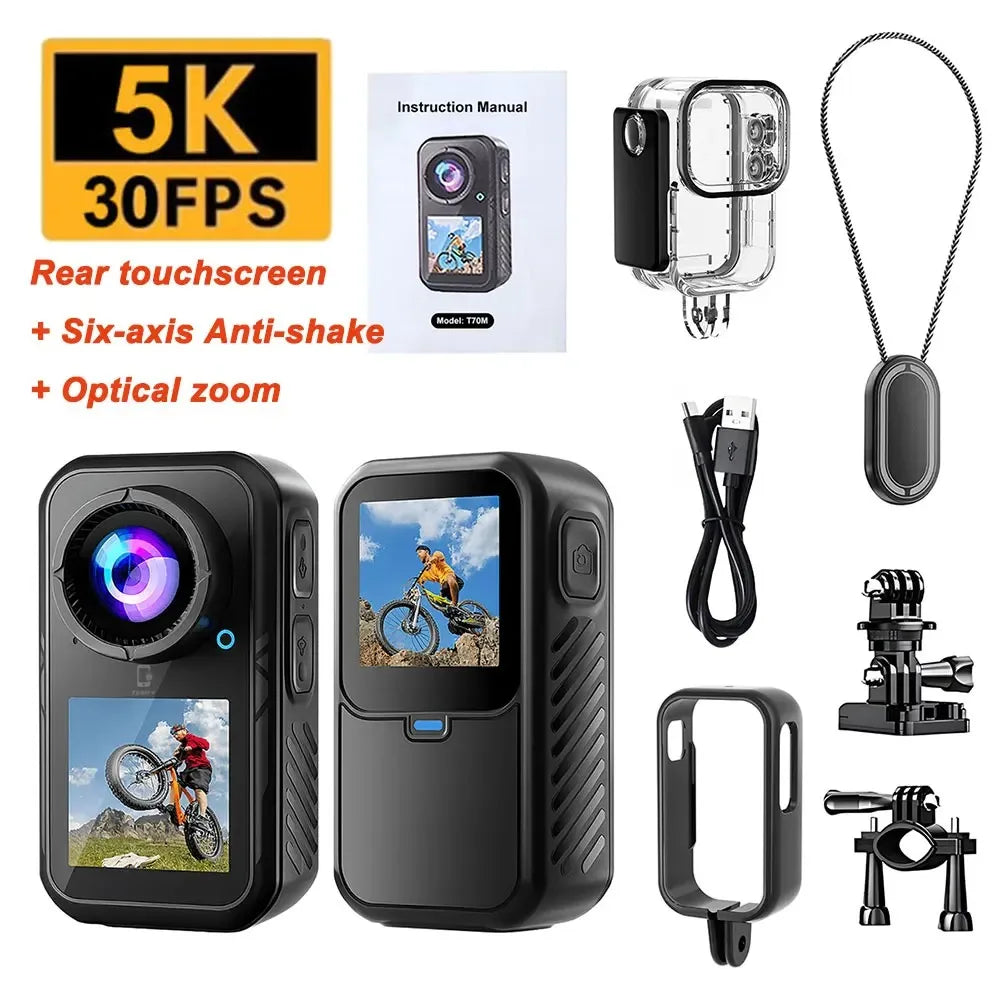 5K Mini Action Camera 4K60 Waterproof with 32GB Card