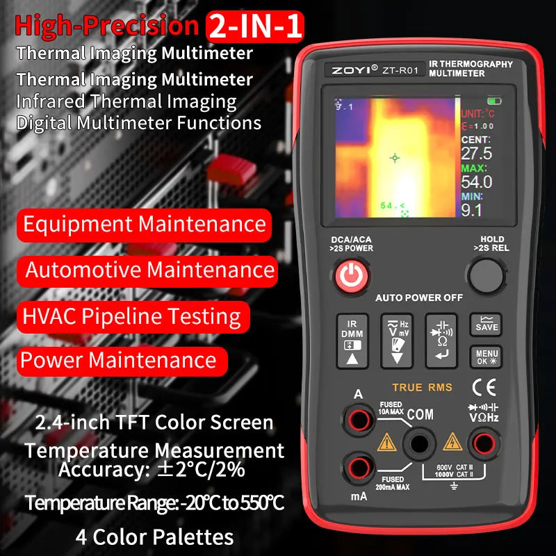 Two-in-One Infrared Thermal Imager & Multimeter Tool