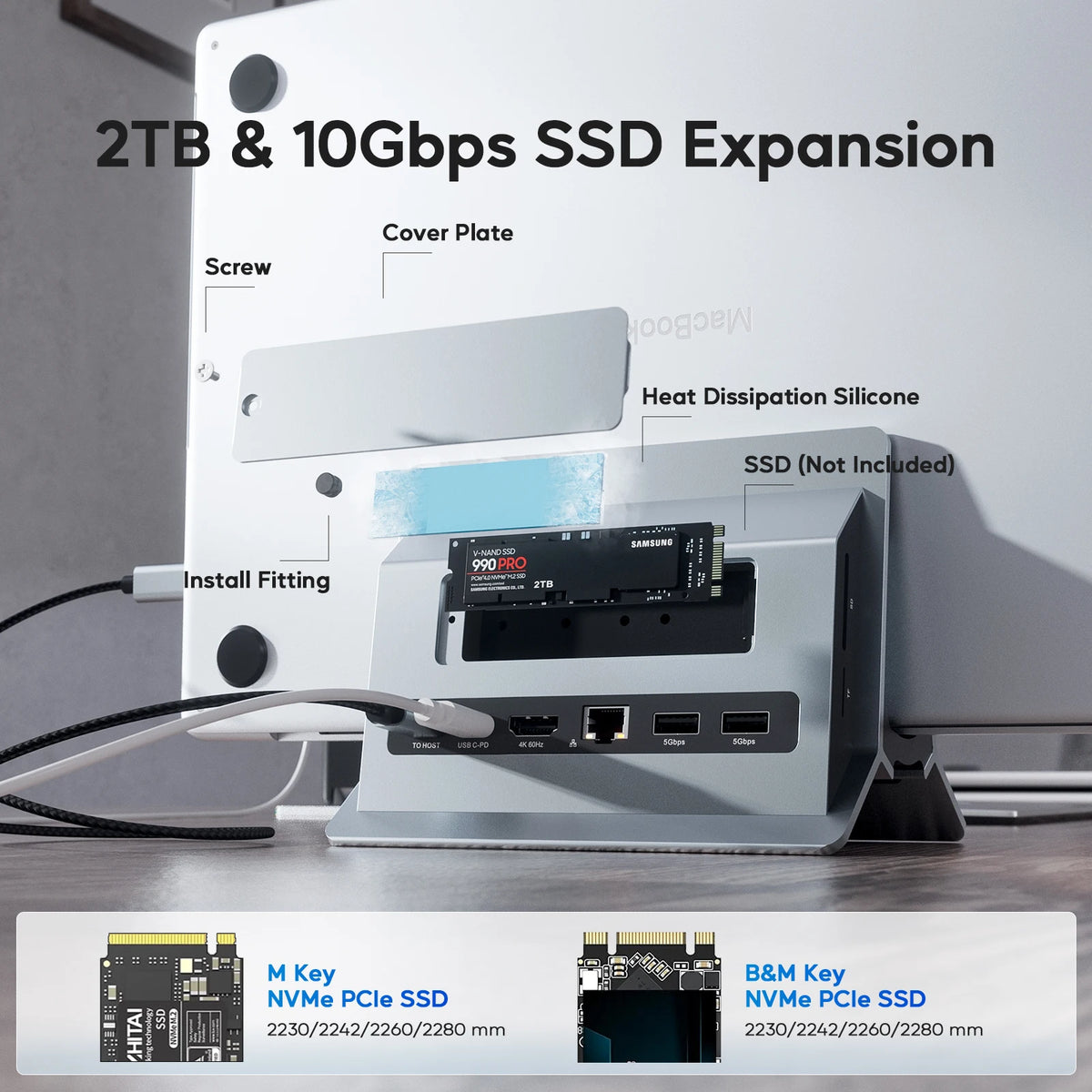 Vertical Laptop Docking Station with 4K HDMI