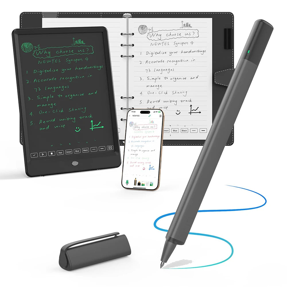 Smart Digital Pen with Bluetooth Sync and Reusable Notebook