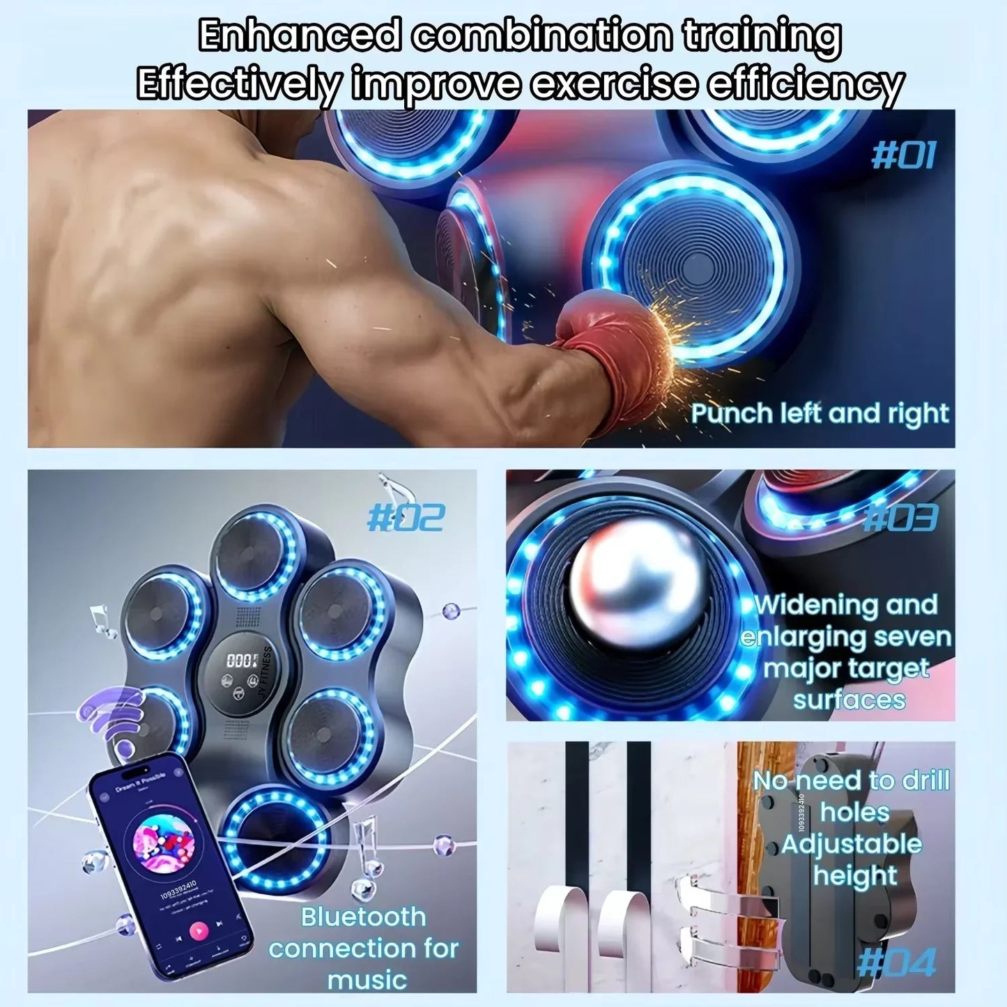 Wall Mounted Music Boxing Trainer with Children Gloves