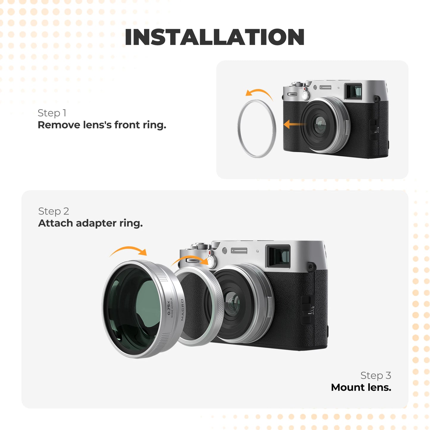 Compact 2in1 Macro Wide Lens X100 Cameras