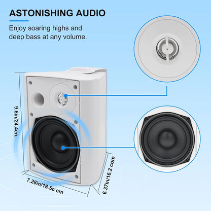 300W Bluetooth Wall Mount Speakers 2-Pack White