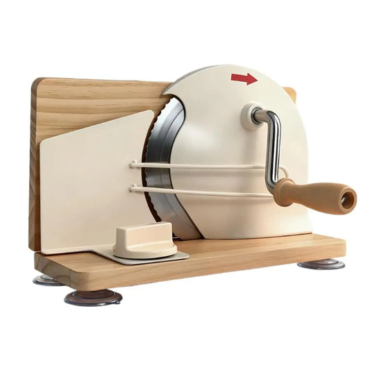 Hand Crank Loaf Cutter with Thickness Control Beige