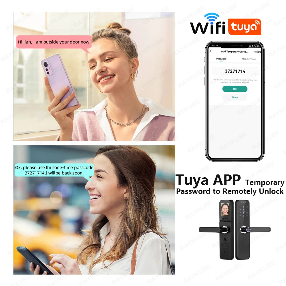 22x200 WiFi Door Lock with Screen & Rechargeable Battery
