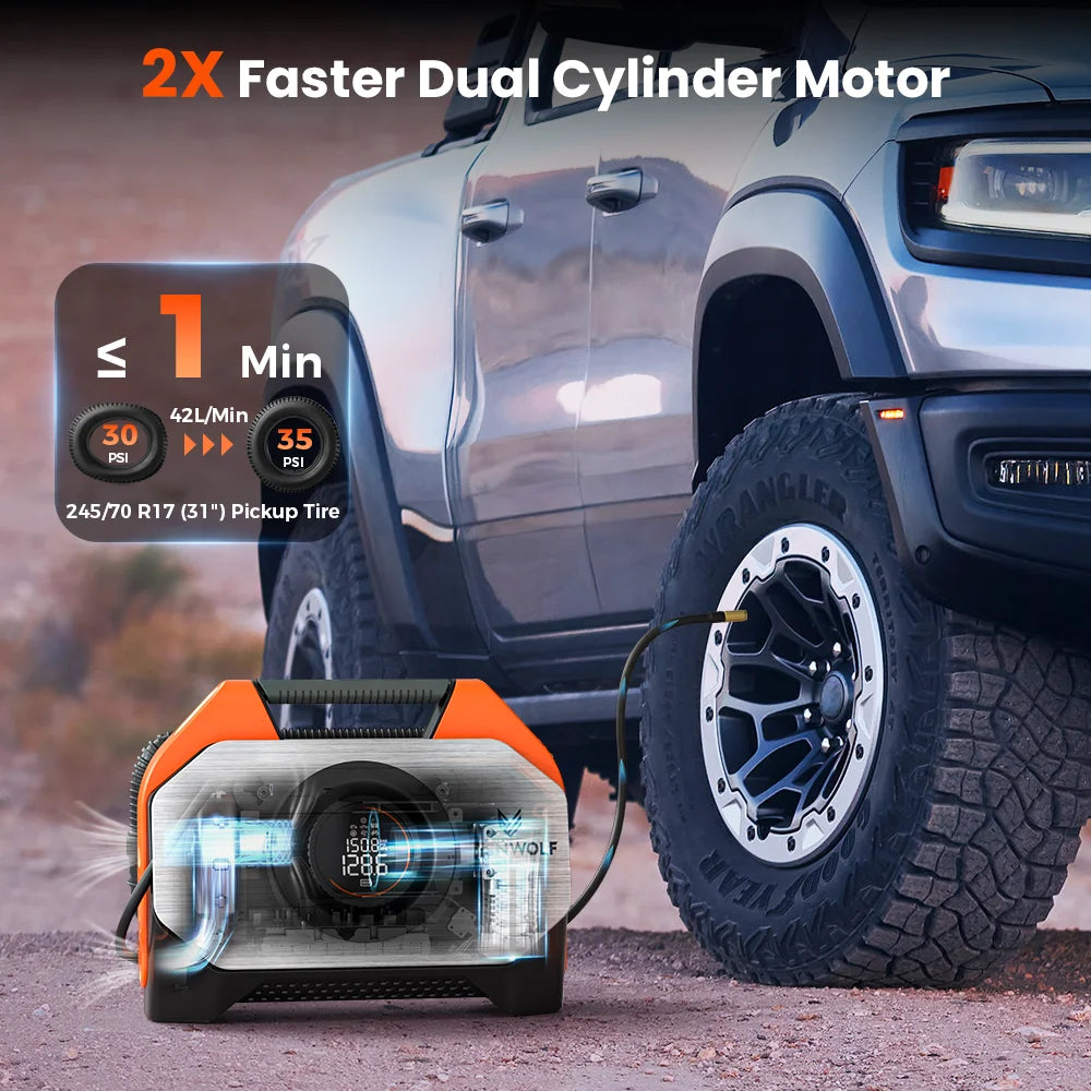 Dual Cylinder Portable Air Compressor 19200mAh