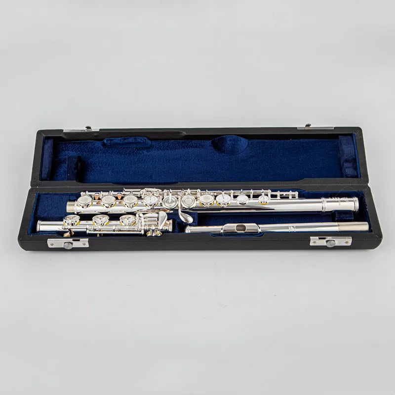 Professional 17-Hole C Key Silver Flute with Case