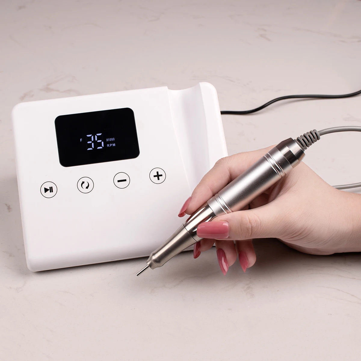 Portable 35000RPM Electric Nail File Machine White