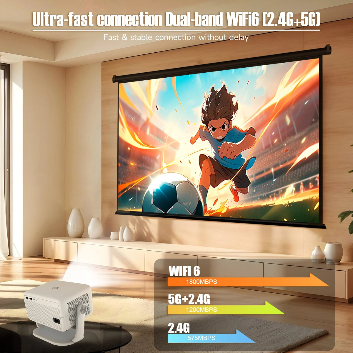 Smart 4K Home Cinema Projector Android 11 WiFi6 BT5.2