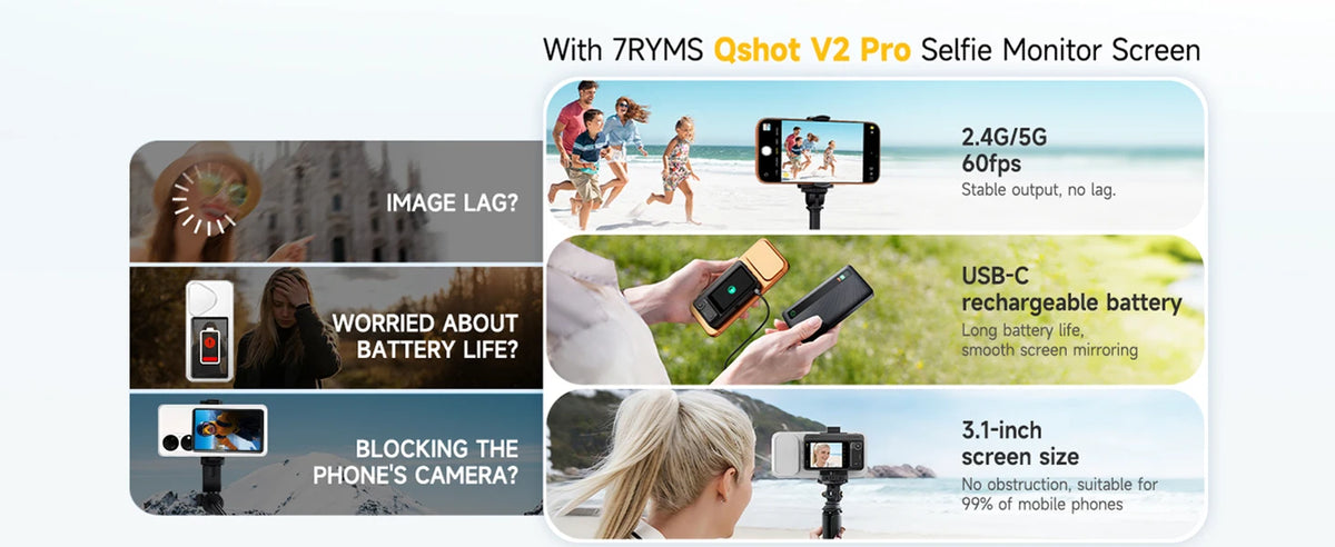 Wireless Selfie Monitor 4K/60fps with Remote for Smartphone Vlogging