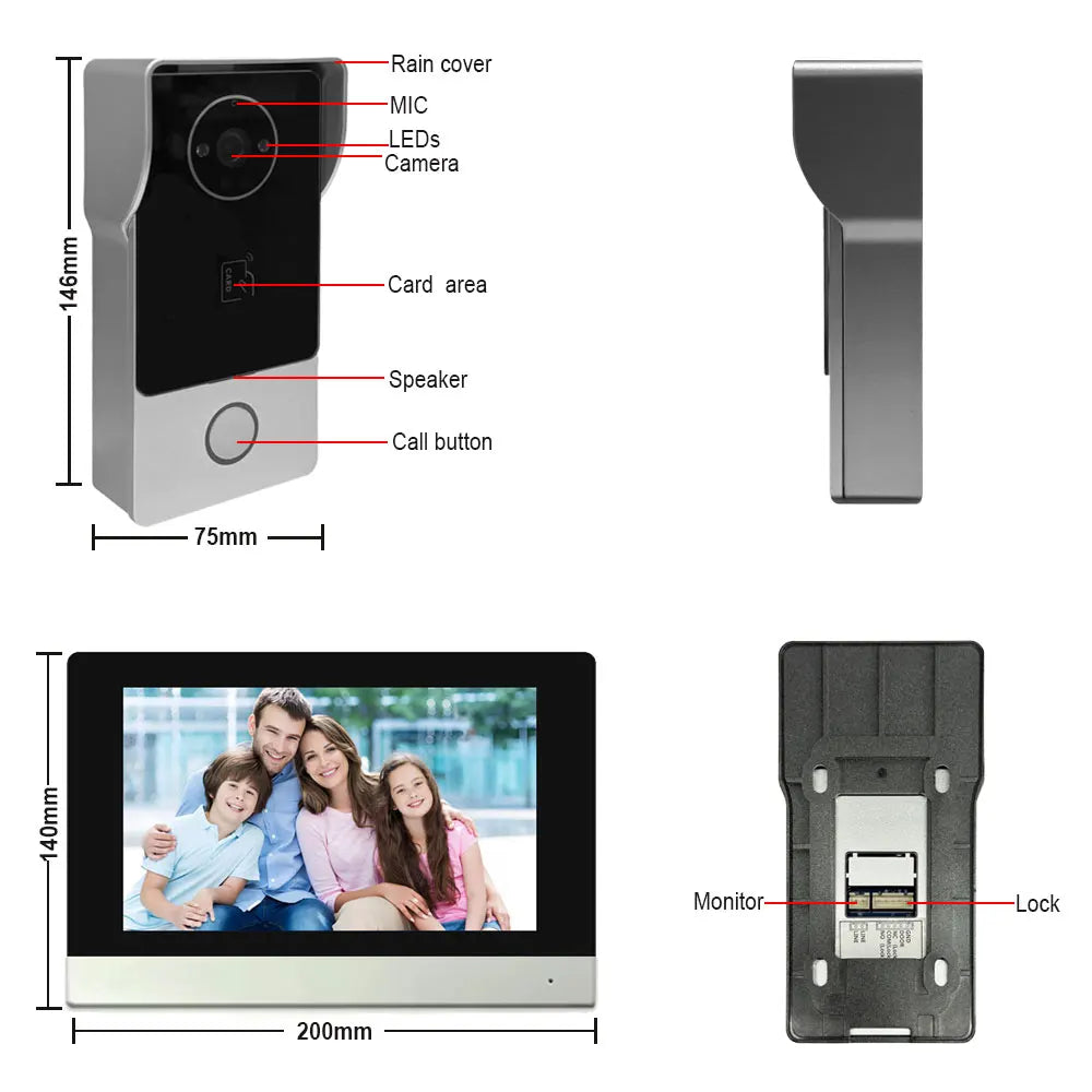 Smart 1080p 7 Video Intercom with 32GB
