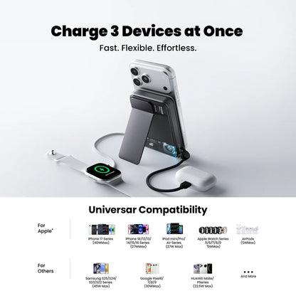25W MagSafe Power Bank 10000mAh Wireless Fast Charge White