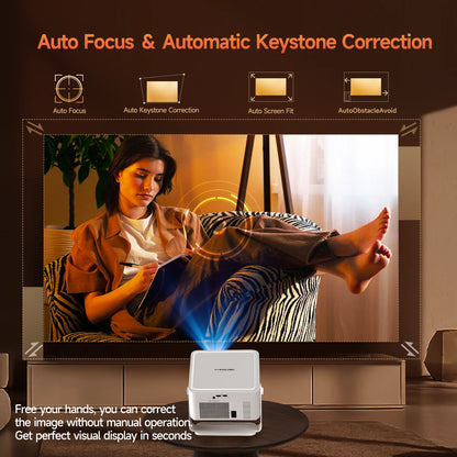 Portable 1080P Smart Projector WiFi 6 Auto Focus