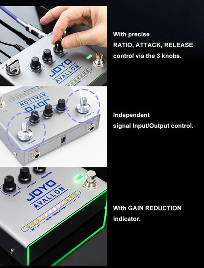 Guitar Compressor Pedal with Ratio Attack Release Controls