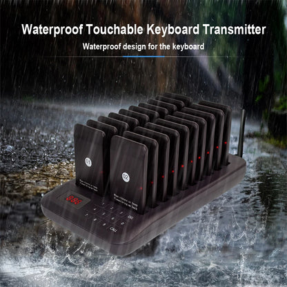 White Restaurant Paging System with Keyboard Transmitter