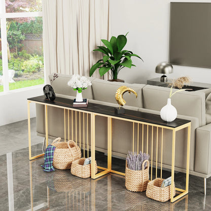Narrow Hallway Console Table Black Metal Frame