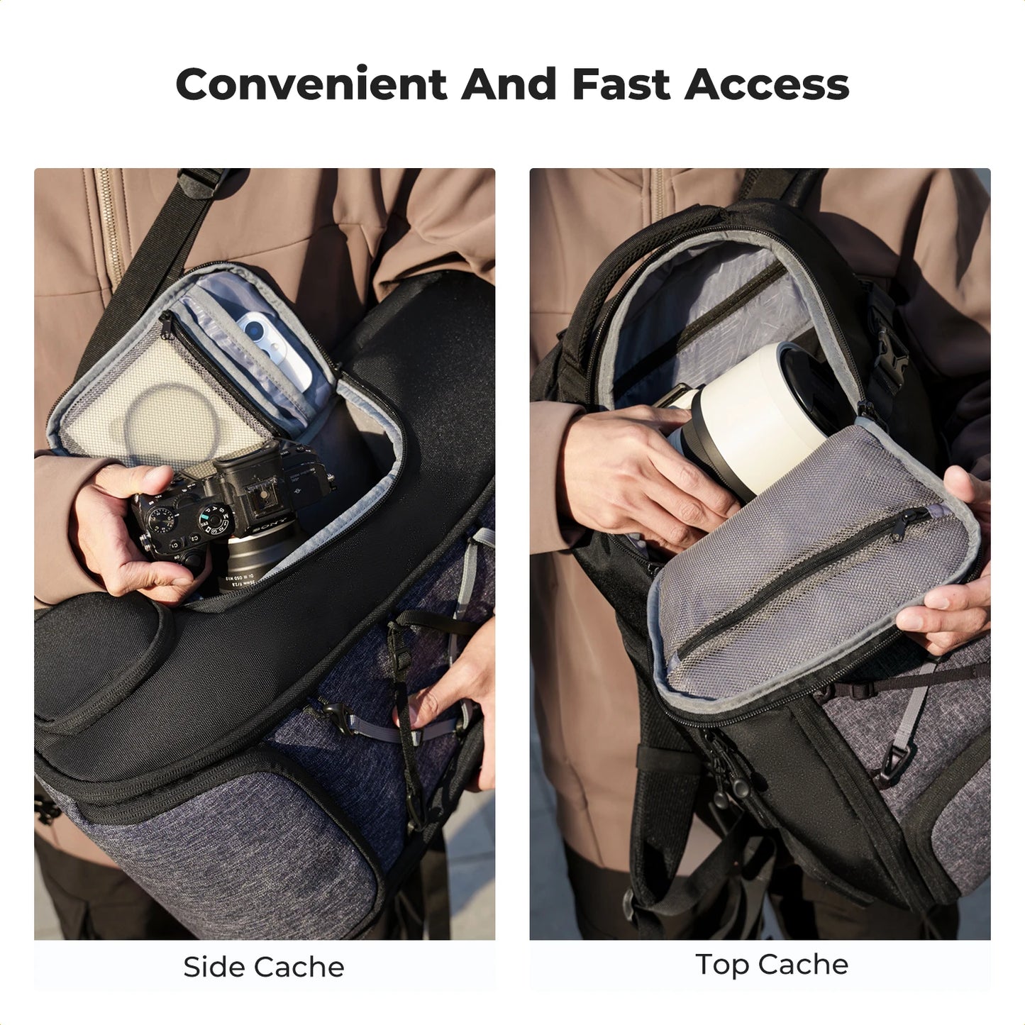 25L Camera Backpack with Laptop Compartment and Tripod Strap