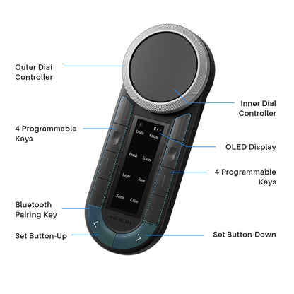 Bluetooth Keydial Remote with Dual Dials and OLED Display