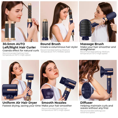 7 in 1 Hair Dryer Brush with Ionic Hot Air Comb