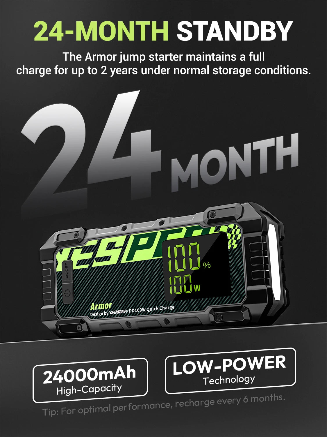 4000A Portable Car Jump Starter 12V with PD 100W