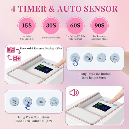 126W Rechargeable Cordless Nail Lamp for Gel Polish