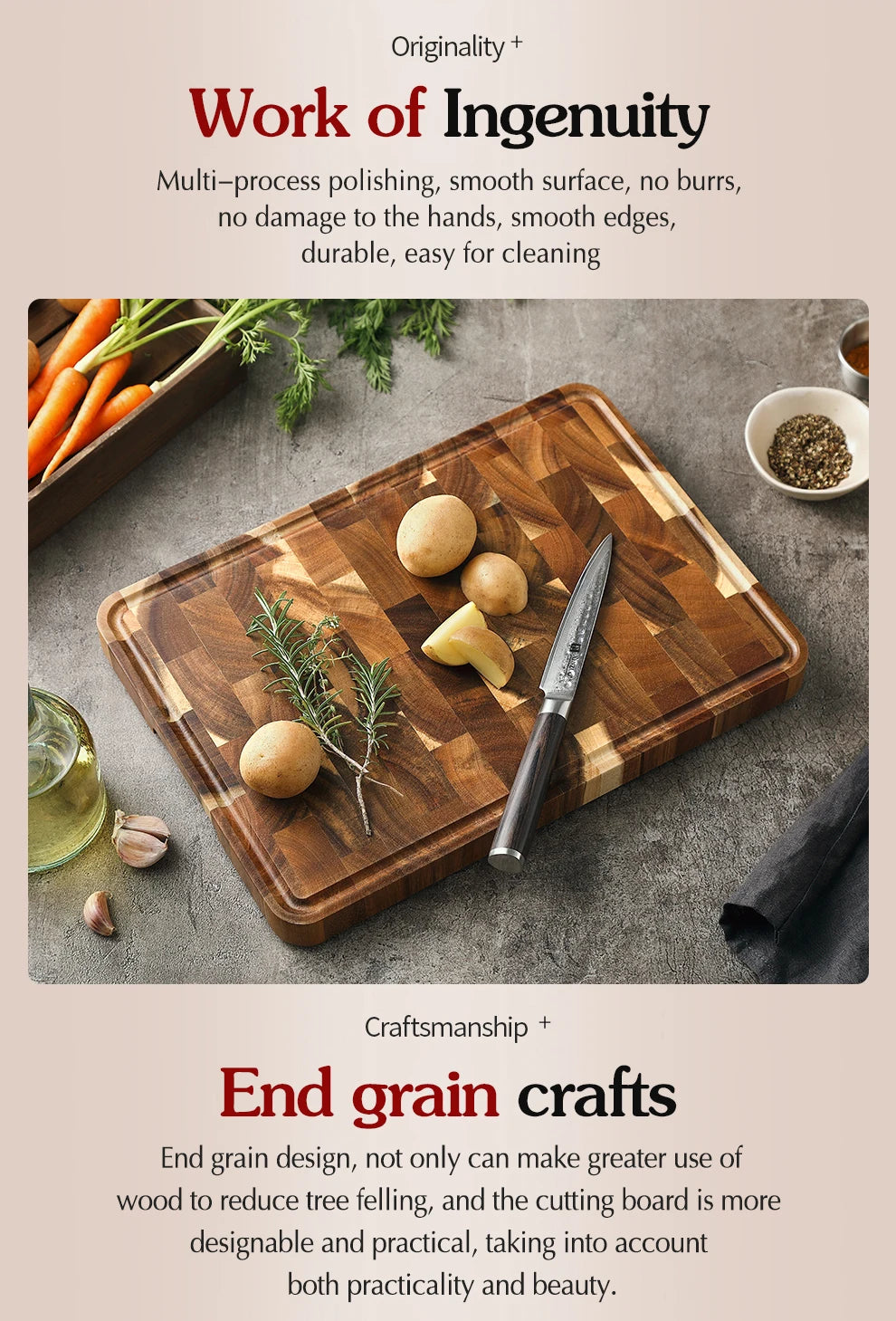Heavy Duty Acacia Wooden Chopping Board with Juice Groove