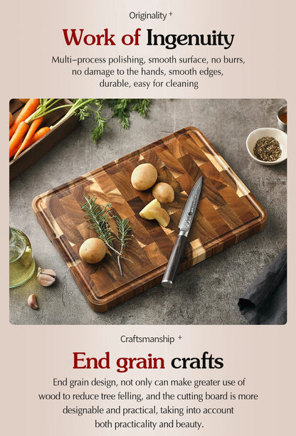 Heavy Duty Acacia Wooden Chopping Board with Juice Groove