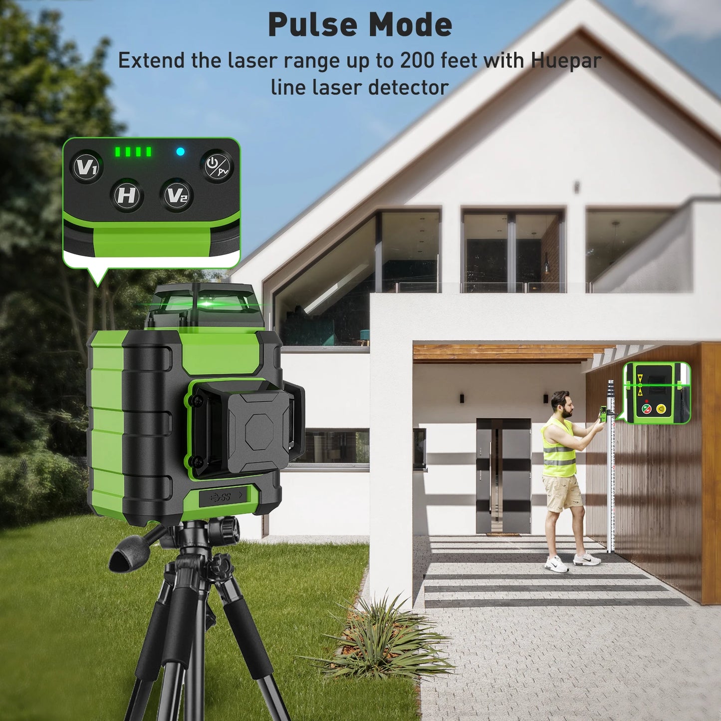 Compact 3x360 Green Beam Laser Level Tool