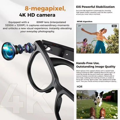 4K AI Smart Glasses 32GB Bluetooth Voice Assistant Camera