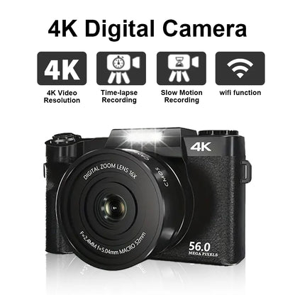 Portable 4K Vlogging Camera with 48MP Sensor & Digital Zoom