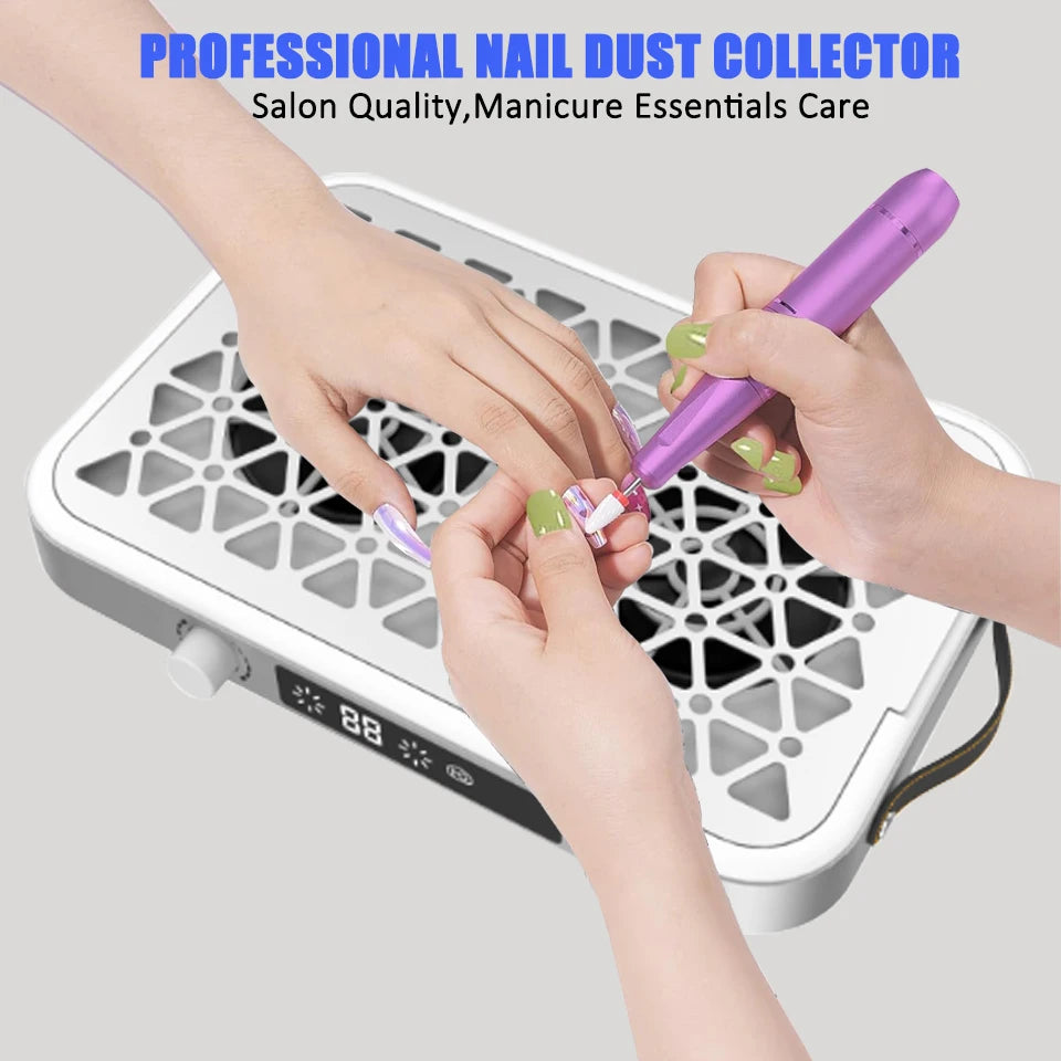 Portable Nail Dust Collector 1600PA Dual Fan Silver