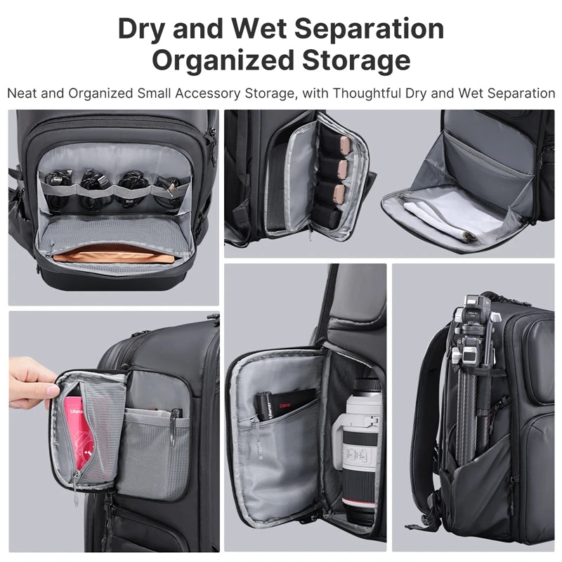 35L Waterproof Camera Backpack with Large Storage