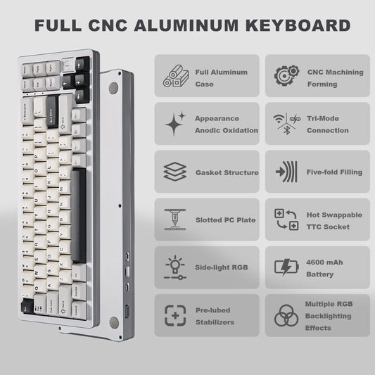 Compact Mechanical Gaming Keyboard 71-Key Silver Linear