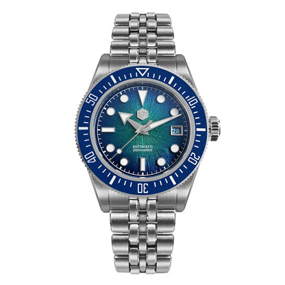 Automatic Mechanical Diver Watch 40mm Blue Sunburst Dial
