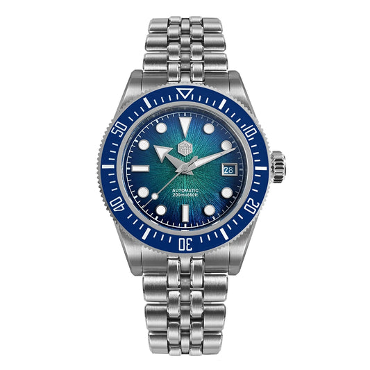 Automatic Mechanical Diver Watch 40mm Blue Sunburst Dial