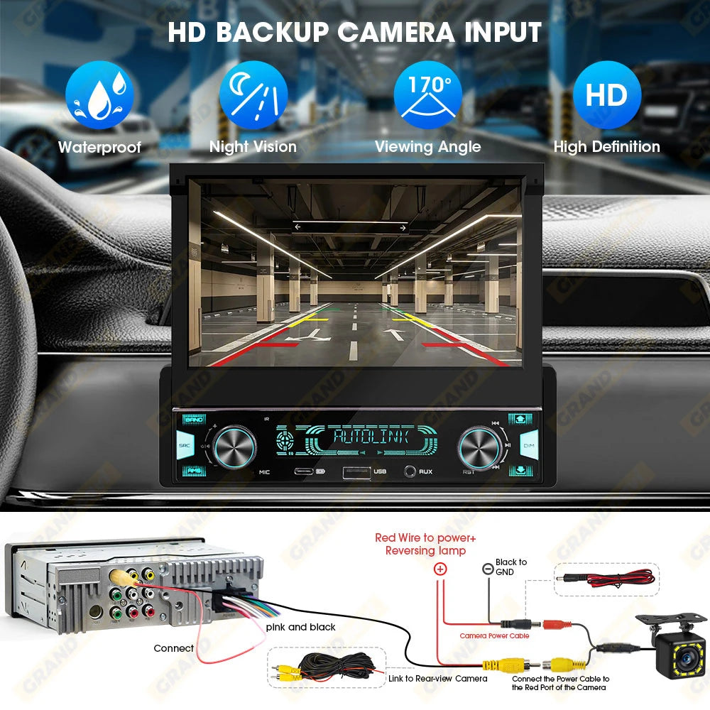 7-Inch Retractable Car Stereo with Wireless CarPlay