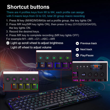 104-Key RGB Mechanical Keyboard USB/Bluetooth Wireless
