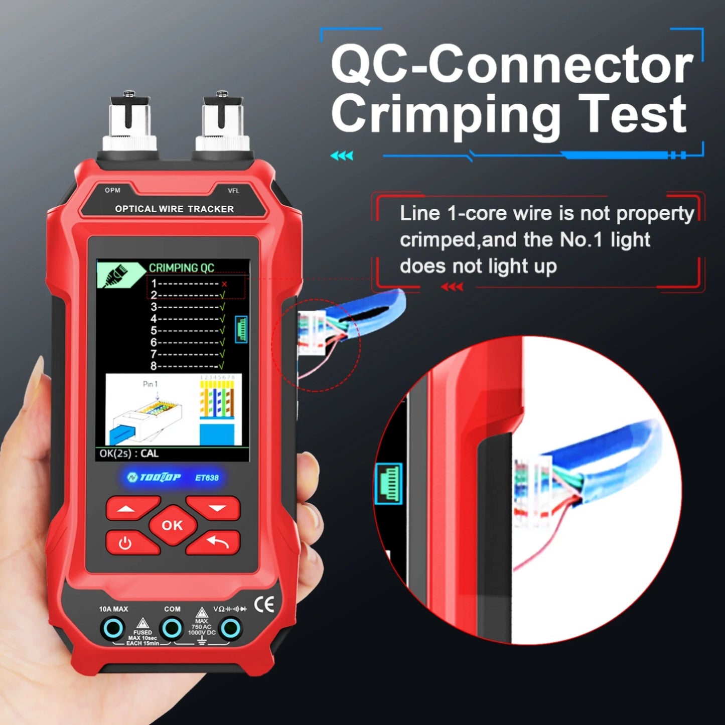 600M Network Cable Tester with VFL and Multimeter