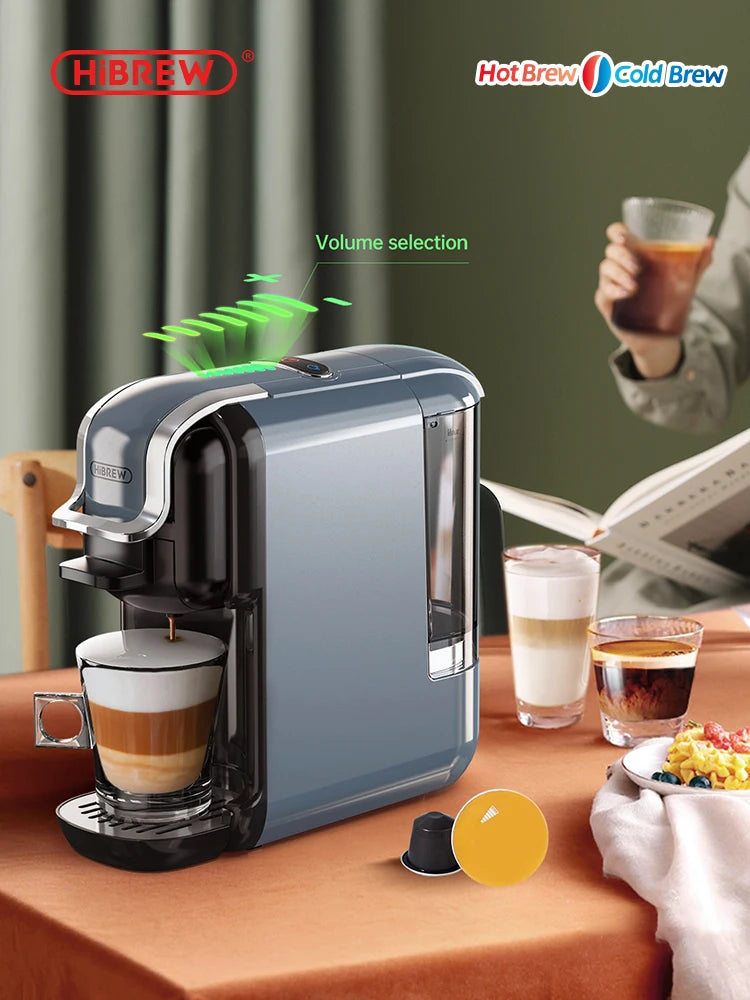 5-in-1 Coffee Machine Capsule Pod Ground Coffee Grey