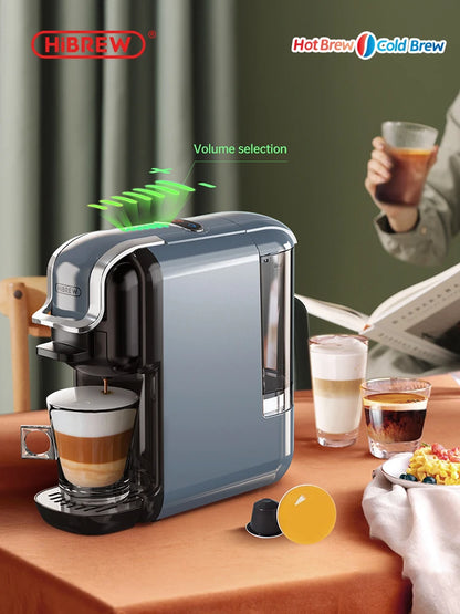5-in-1 Coffee Machine Capsule Pod Ground Coffee Grey