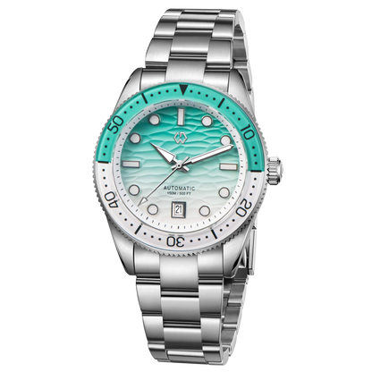Luminous 40mm Diver Watch Mechanical Sapphire Sky Blue Strap