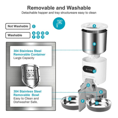 Button-Controlled 3L Smart Pet Feeder for Cats
