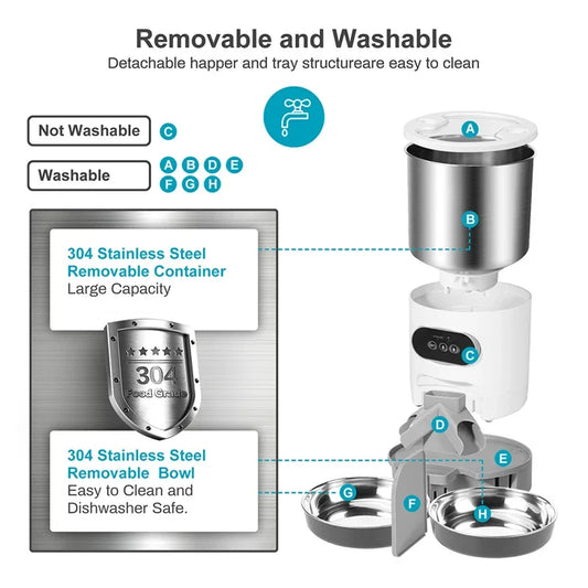 Button-Controlled 3L Smart Pet Feeder for Cats