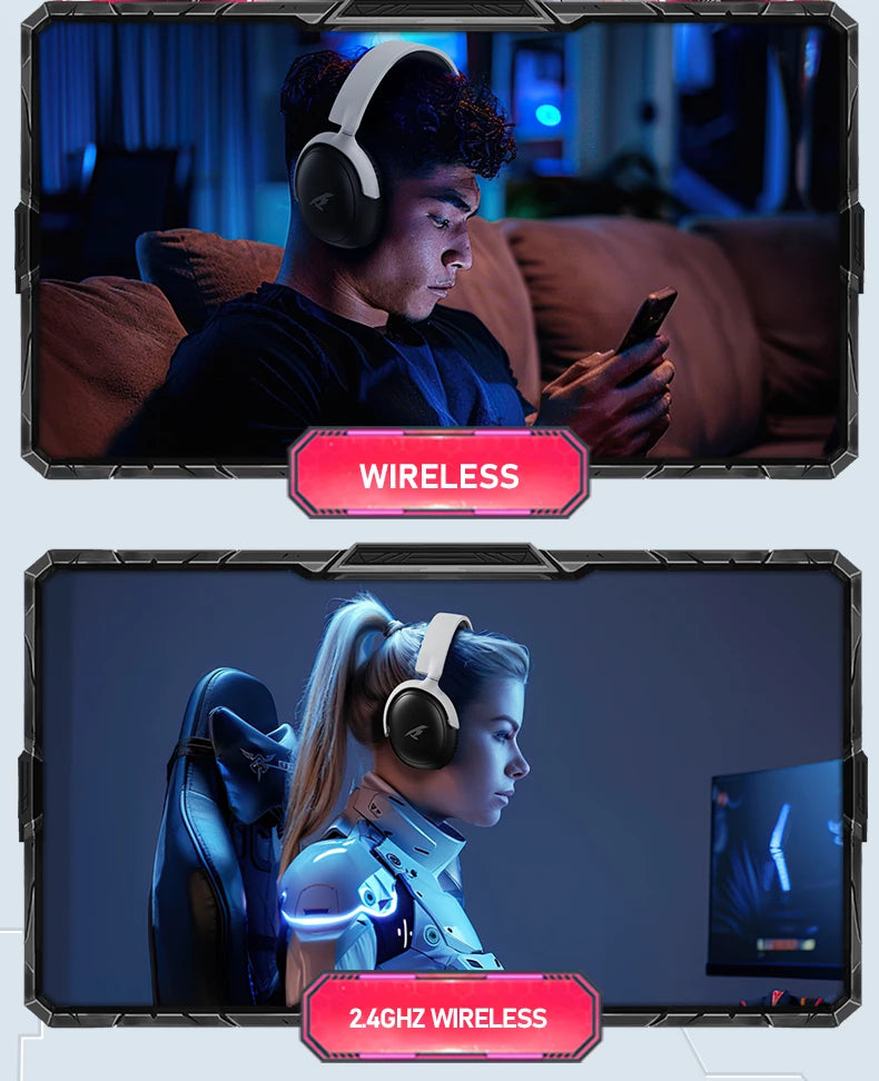 Pink Over Ear Bluetooth Gaming Headset with Mic