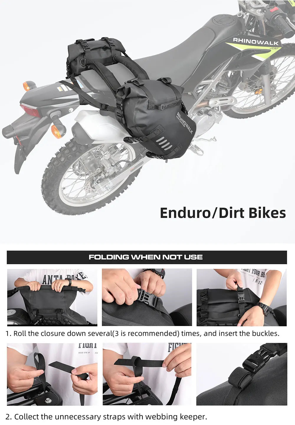 48L Waterproof Motorcycle Pannier Bags 2 Pack Heavy Duty