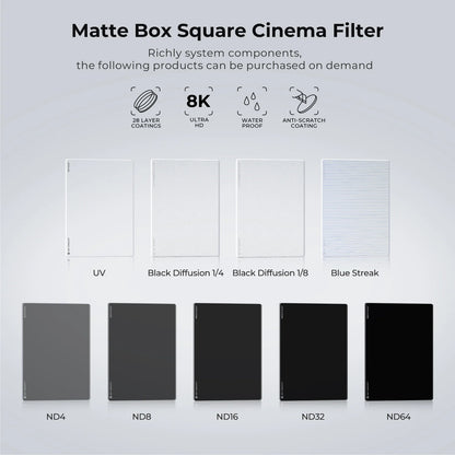 Black Mist Square Filter 1-8 for Matte Box